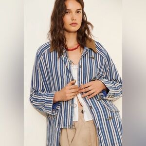 Free People We The Free Striped Denim Barn Coat